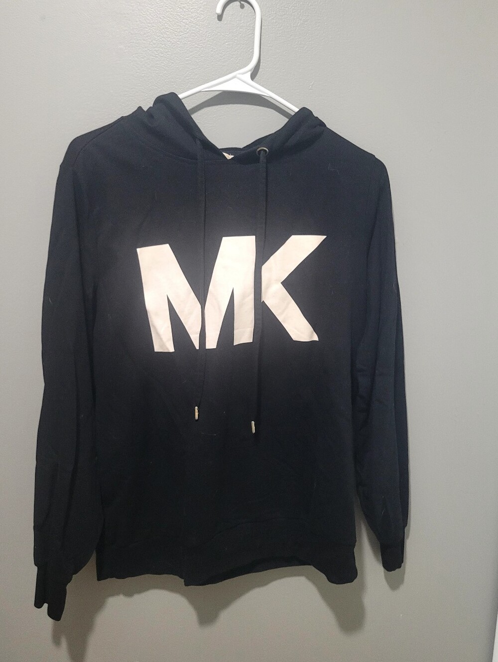 Michael Kors $80 Black Hoodie with Large White MK Logo Sz Sm